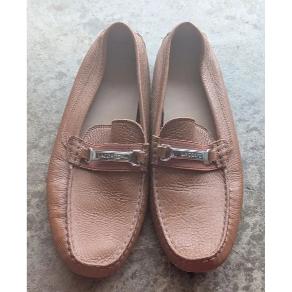 Lacoste Men's Ansted Driving Loafers Beige Leather 12 Flats